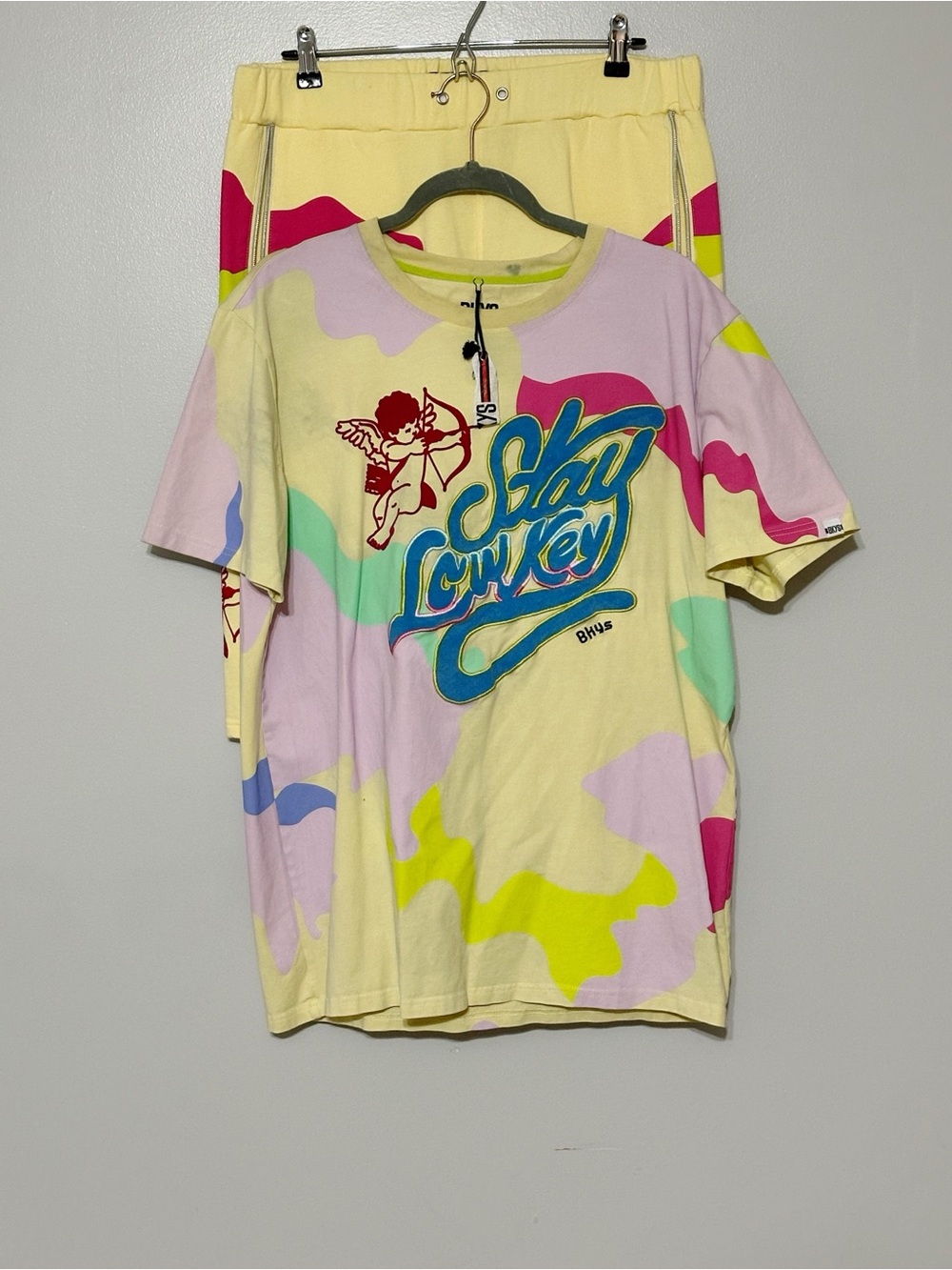 BKYS "Stay Low Key" Pastel Camouflage Graphic Tee and Short Set Size X-Large